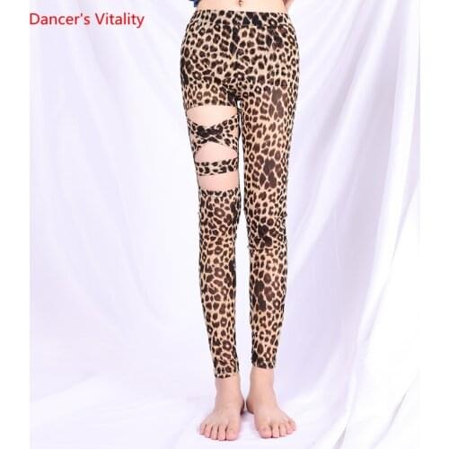 Belly Dance Top Or Pants Lace Shirt Short Sleeve Leopard Print Trousers Practice Clothes Female Elegant Performance Clothing