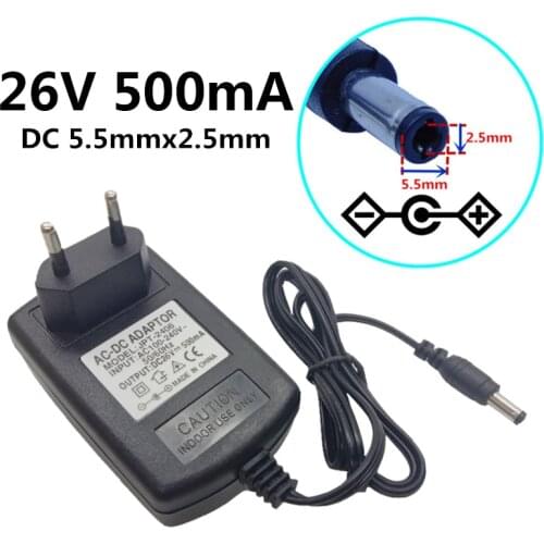 26V 500mA 0.5A Universal Power Supply Wall Adapter AC 110V 220V to DC 26 Volt Converter 5.5mm*2.5mm EU/US/UK/AU Plug Adaptor