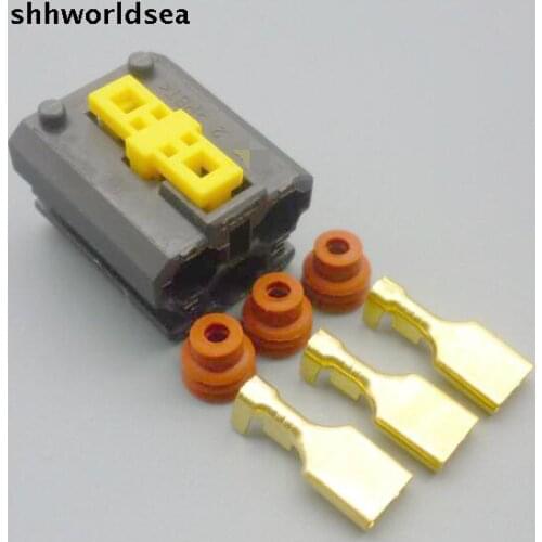 Worldgolden 5set 30set 100set kit 6.3mm 3pin 3way auto wire harness connector 15442265-2