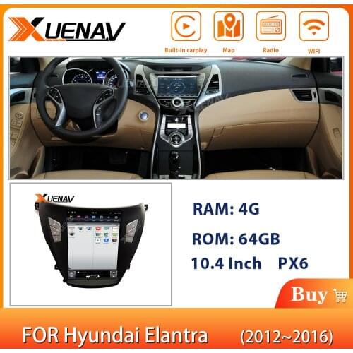 XUENAV 10.4 inch Screen Android System Car Radio DVD Player For-Hyundai Elantra 2012-2016 GPS Vertical Navigation Stereo