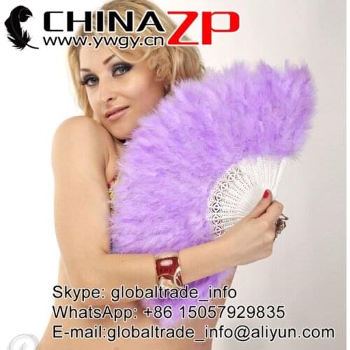 Yiwu ZP Crafts Co., Ltd Retail and Wholesale Top Quality Dyed Violet Marabou Feather Hand Fan