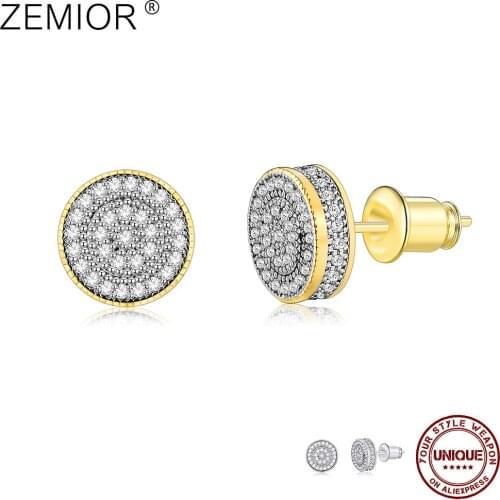 ZEMIOR Stud Earrings For Women Elegant Small Round Ear Studs Shining Full 5A Cubic Zirconia Earrings Fashion Jewelry Gift Best