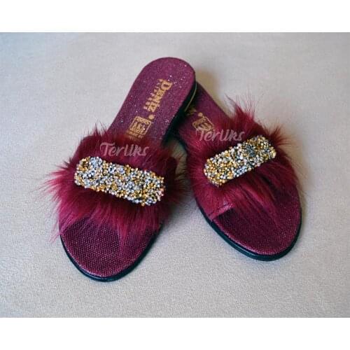 STONEY FURRY - BOW WOMENS HOME & BRIDE & DOWRY & MASTERPIER SLIPPERS spring Summer 2 very stylish slippers, with rhinestone