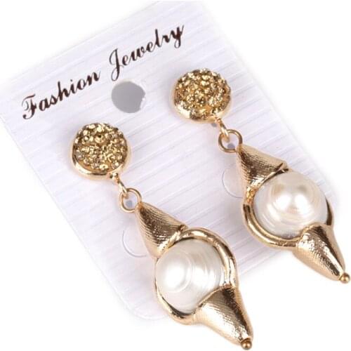 Dankaishi Unique Design Women Earrings Gold Color Original Big Dangling Earrings Freshwater Pearl Bead Crystal for Elegent Girls