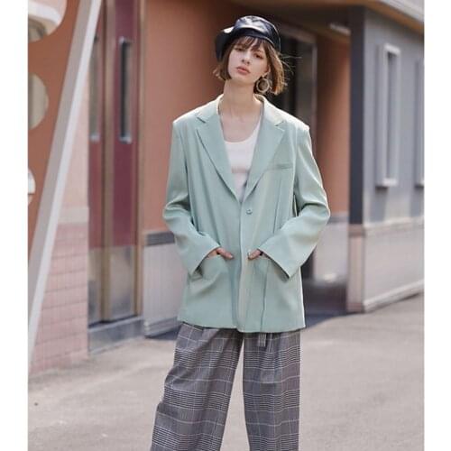 Summer New Designed Women Blazer Chic Notched Lapel Pocket Jacket Streetwear Casual Daily Loose Coat 1 Piece