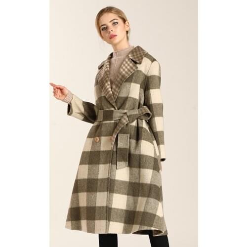Women Korean Vintage Wool Plaid Coat Ladies Jackets Double Sided Long Jacket Abrigos Mujer Invierno 2020 2R296 YY629