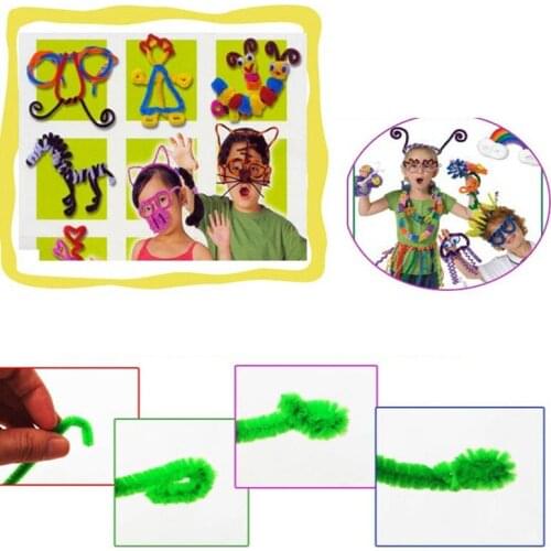 100pcs Kids Plush Stick Colorful Shilly-Stick Educational DIY Toy Handmade Art Craft Creativity Learning Toys for Children Gift