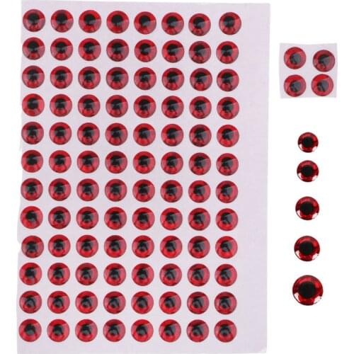 100PCS/sheet Adhesive 3D Fishing Eyes Fishing Lure Eyes for Making Fishing Bait and Fly Tying 5 Sizes