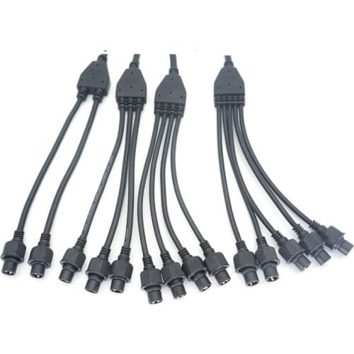 2 pin Y Connector Cables Waterproof 2 3 4 5 to 1 Connectors IP67 Male Female Electrical Wire Splitter Outdoor Led Strips