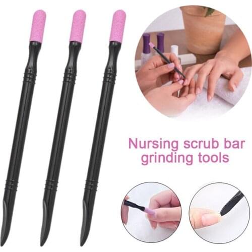 2Pcs Dead Skin Pushes Gel Manicure Scrub Stick Nail Makeup Remover Skin Cuticle Tools Grinding Light Tool Stick Cuticle Black