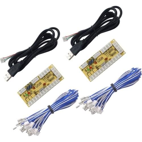 2 Pcs HAPP Style Zero Delay Generic Game Controller USB to Joystick for MAME & for Raspberry Pi 1/2/3 RetroPie DIY