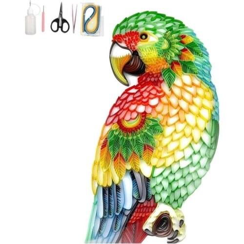 20Inch Animal Quilling Illustration Material Package DIY Creative Slot Craft Paper Handmade Decoration Gift Paper Draft Parrot