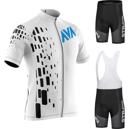 2021 STRAVA pro team Cycling Jersey Men Set Bib Shorts Set Summer Mountain Bike Bicycle Suit Bicycle Racing Uniform Clothes