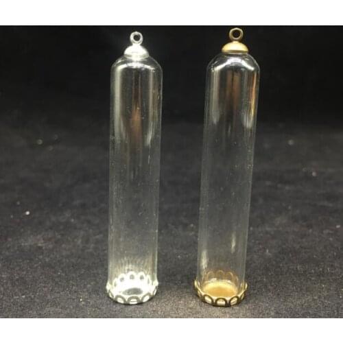 3sets/lot 60x12mm glass globe silver color lace base beads cap set glass vials pendant wishing bottle dome jewelry findings