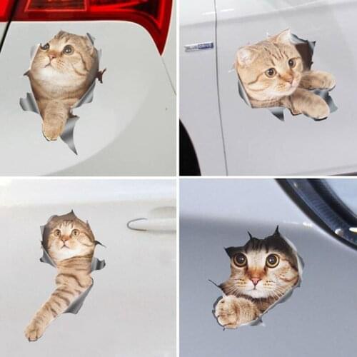 3D Cute Cat Car Sticker Glass Wall Stickers Door Toilet Funny Animals Home Decor