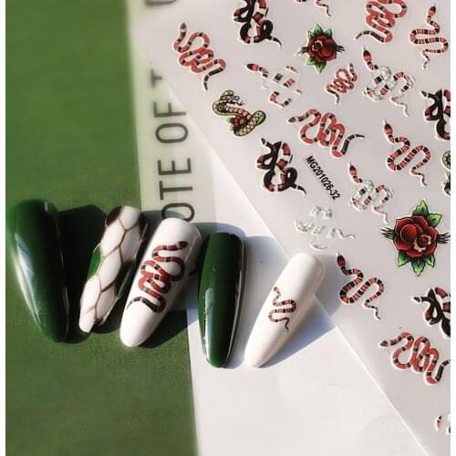 3D Dark Snake Series Seamless Nail Art Stickers Self-adhesive DIY Manicure Decal Decoration Salon Acrylic Tips Tool