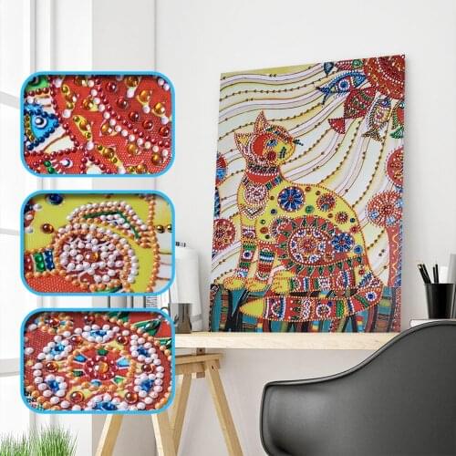 5D Special Shaped Diamond Painting Animal Cats DIY Partial Drilled Cross Stitch Crystal Rhinestone Art Craft Diamond Embroidery