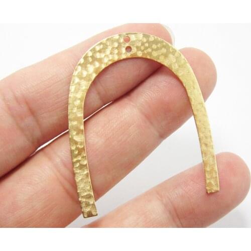 Brass earrings findings U charm brass connector Hammered 42x35x0.6mm Raw brass earrings pendant -6pcs R1367
