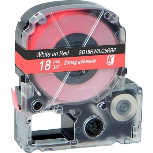 18mm White on Red SD18RW LC-5RWP adhesive ribbon label tape for kingjim/epson label maker LW300 LW400 LW-600P