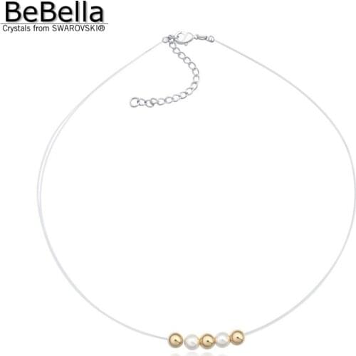 BeBella Ball shape white&rose gold pearl pendant necklaces made with Swarovski Elements pearl for girlfriend&party gifts in