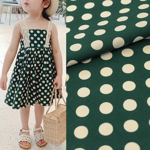Pale Yellow Spots On Deep Green For Dress Tissus Au MÈTre Telas Algodon Estampadas Sewing Ткань Для Шитья Vestidos Tissu Tela