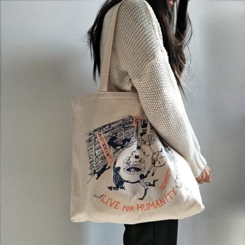 Big printing Canvas Bag Women Shoulder Bag Fashion Cotton Letter Shopping Shopper Ladies Hand Bags Tote Bags for Women 2020