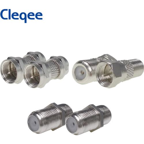 Cleqee 1PC F Adapter Male to Female RF Coax Connector TV Antenna Coaxial Connector F Connector TV plug