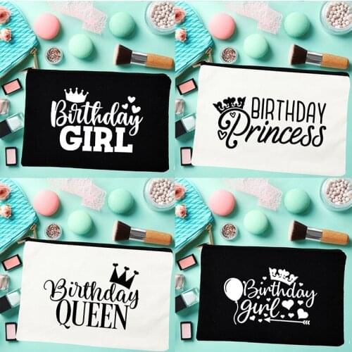 Birthday Girl Print Travel Cosmetic Bag Women MakeUp Case Travel Organizer Toiletries Storage Kit Pencil Bag Best Birthday Gifts