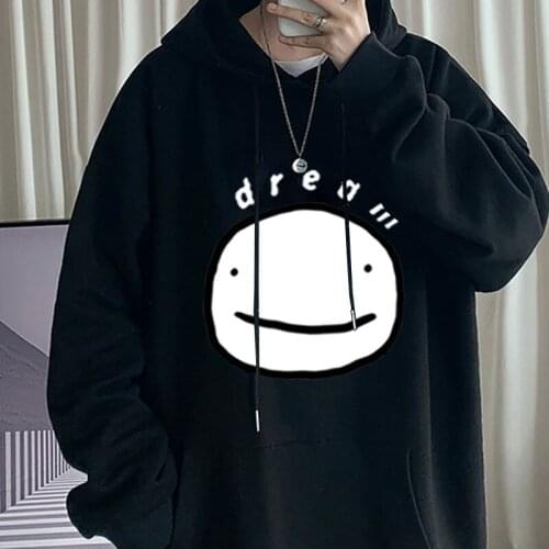 Letter dream SMP hoodie Cartoon Smiley people couple hip hop Harajuku Hoodie Fleece Sweatshirt Hoodie Casual Pullover set Unisex