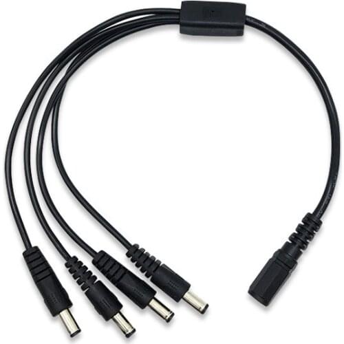 1pcs CCTV Security Camera 1 DC Female To 4 Male Plug Power Cord Adapter Connector Cable Splitter for LED Strip Lights