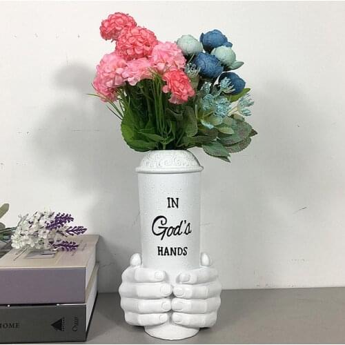 Ceramic Flower Vase Nordic Style Hand Shape Sculpture Vase Flower Planter Pot Desktop Ornaments Decor for Home Stock Home Decor