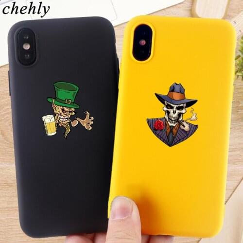 Cool Skull Cell Phone Case for IPhone 6s 7 8 11 Plus Pro X XS MAX XR Funny Cases Soft Silicone Fitted TPU Back Cover Accessories