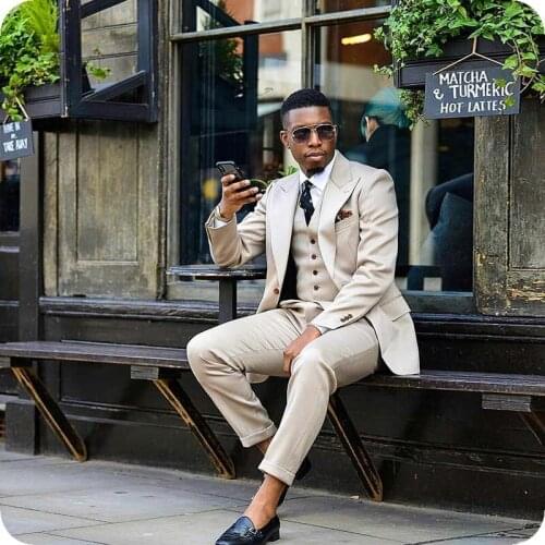 Suit Men Wedding Groom Best Man Casual BusinessSlim Fits Social Blazer Costume Custom Made Prom Suits Ropa Jacket+Pants+Vest