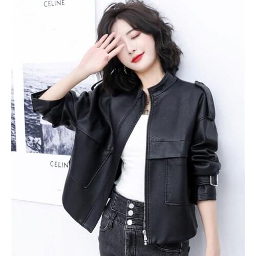 Plus Size Leather Jacket Women Spring 2021 New Motorcycle Leather Coat Women Clothing Short Slim Autumn Coats Female Jackets