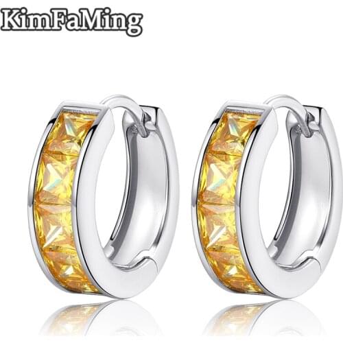 Trendy Yellow Color Zircon Square Clip Earrings in Fashion Jewelry Party Sporty CLE011