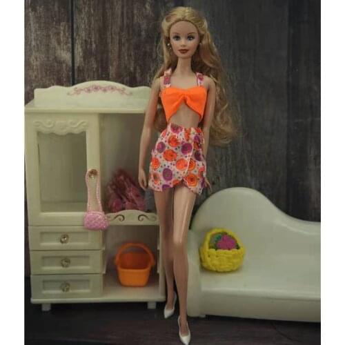 Charming Orange Bra Crop Top Polka Skirt 1/6 BJD Clothes For Barbie Doll Outfits Set 11.5" BJD Dolls Accessories Kids & Baby Toy