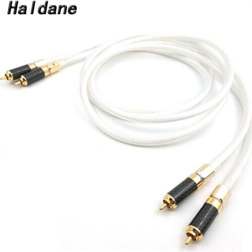 Haldane Pair HIFI RCA Cable Audio Cable 7N OCC Silver Plated Interconnect Cable With Carbon Fiber Gold Plated RCA