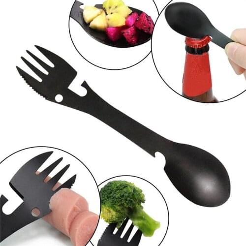 Tableware multitool bottle stainless steel cutlery flatware utensil fork can opener Spork Picnic multi tool spoon Portable camp