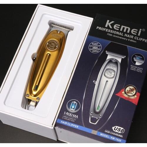 Kemei 1949 Professional Hair Clipper Metal Men Electric Cordless Hair Trimmer 0mm Baldheaded T Blade Finish Haircut Machine