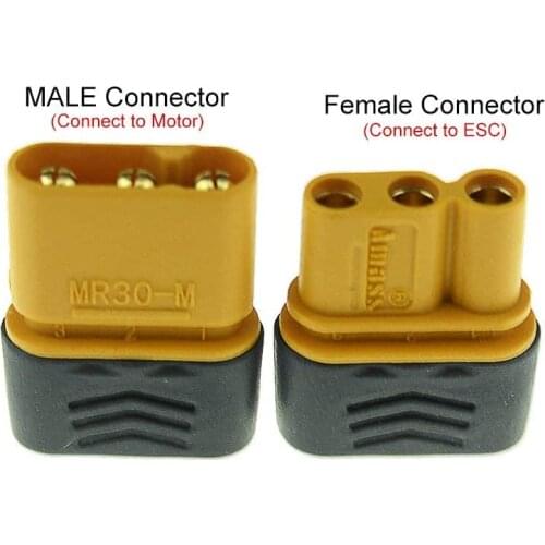 10 Pairs Amass MR30 Male Female Connector Plug Gold-plated with Sheath Housing for RC Lipo Battery Multicopter Airplane Original
