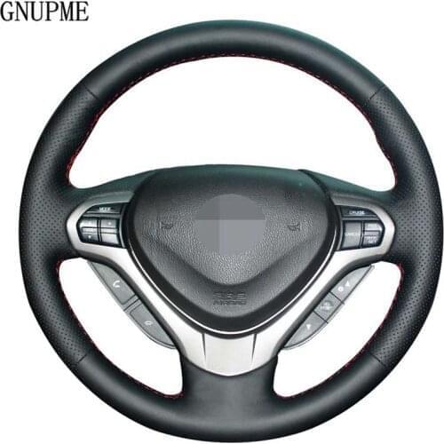 Hand-stitched Car Steering Wheel Covers DIY Soft Black Genuine Leather Car Steering Wheel Cover For Honda Spirior Old Accord