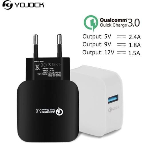 Yojock USB Phone Charger QC 3.0 USB Wall EU US Plug Travel Charge Fast Charger for Samsung Lenovo HTC Smart Phone