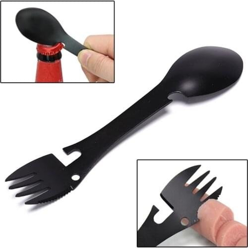 4 In 1 Spoon Folding Pocket Camping Tableware Outdoor Cooking Supplies for Picnics Hiking Survival Multifunction Kamp Tools