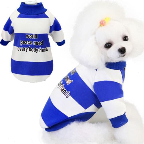 Classic Strips Small Dog Clothes Cat Dog Jacket Letter Pattern O-neck Long Sleeve Pug Corgi Hoody Puppy Dog Clothing Apparel XXL