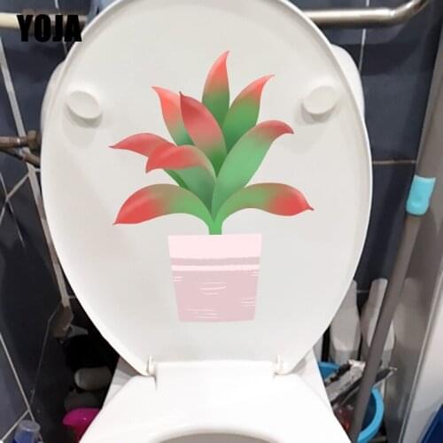 YOJA 17.6X23.4CM Fresh Potted Cartoon Fleshy WC Toilet Decor Home Kids Room Wall Sticker T1-1397