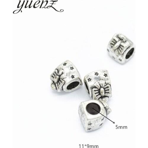 YuenZ 10pcs Antique Silver Color big hole Beads Spacers Beads Fit European Charm Jewelry Accessories DIY Findings R117