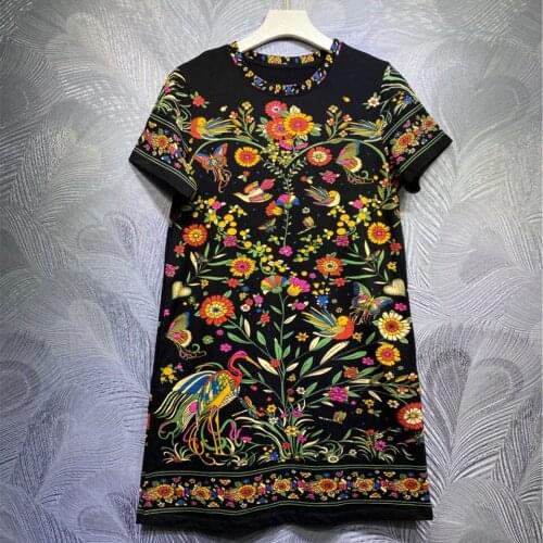 Spring Summer 2021 Runways Womens High Quality floral print long T-Shirts Top C298