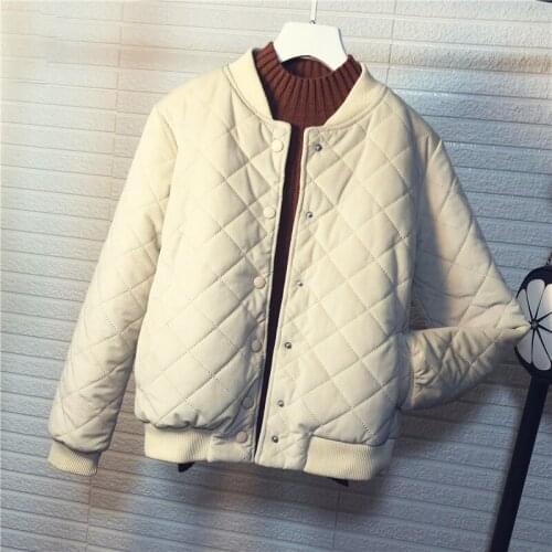 Womens Cotton Coat Gold Velvet Autumn Winter Jacket Single-Breasted Winter Jacket Baseball Female Short Jacket Outerwear A311