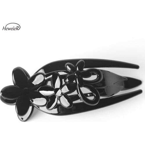 Hairpins Women Lady Black Plastic Duckbill Clip Claw Comb Hairdressing Flowers Accessories Lady Headwear Hair Pins Barrette