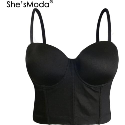 ShesModa Basic Smooth Spandex Push Up Bralet Womens Bustier Bra Cropped Top Vest Plus Size